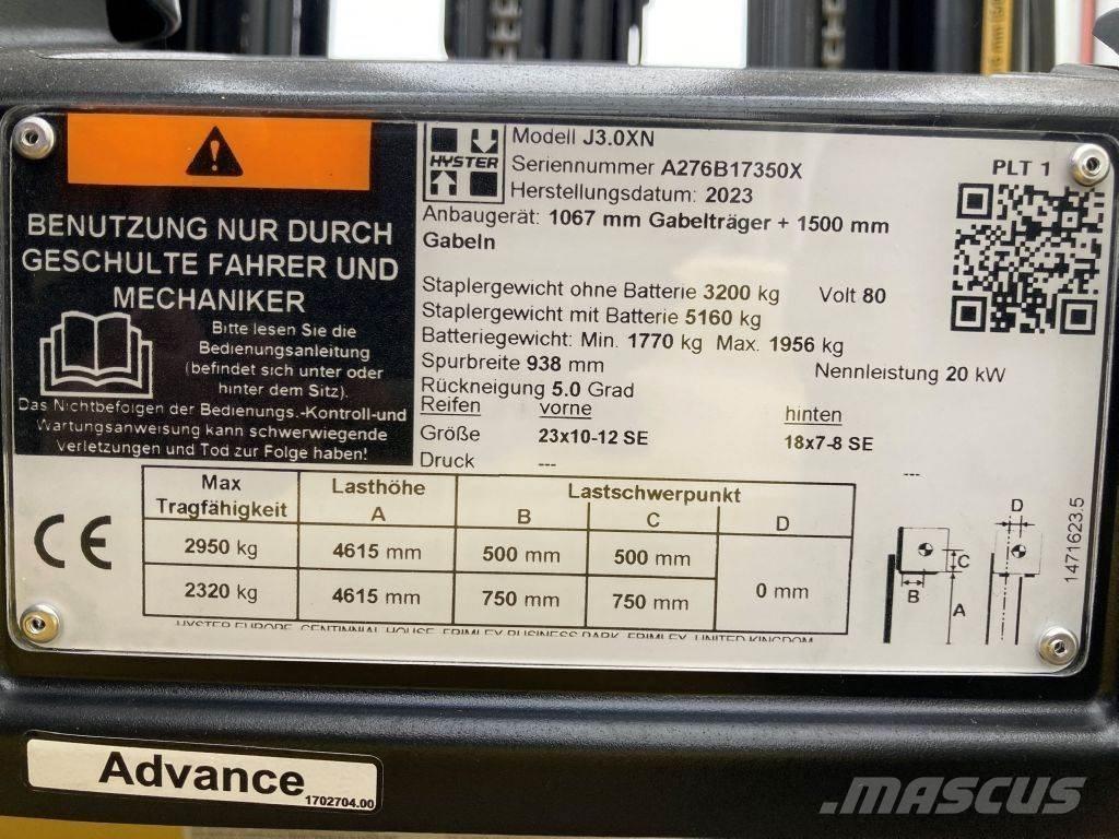 Hyster J 3.0 XN Elektromos targoncák