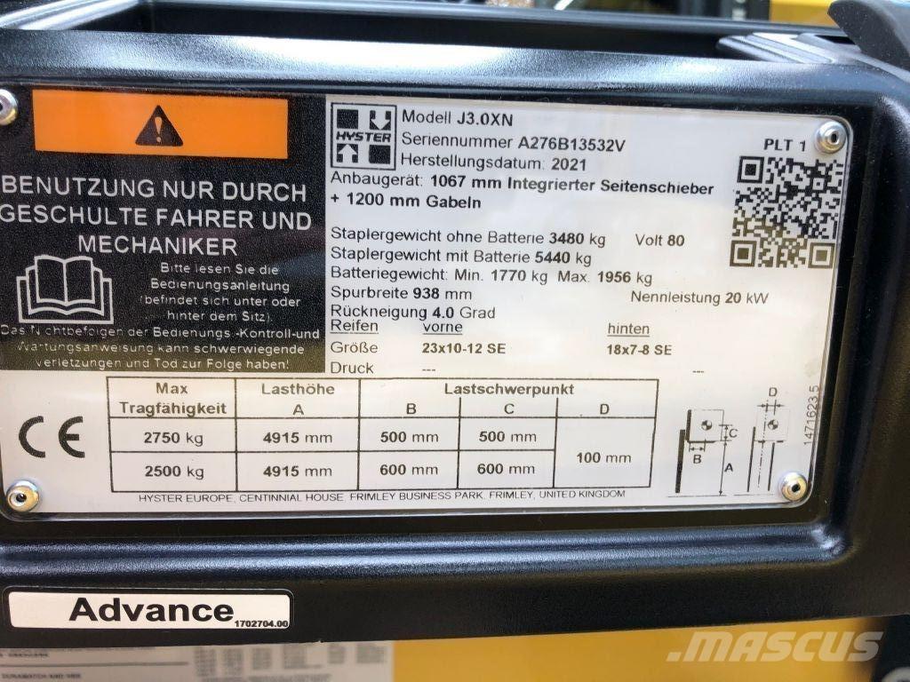 Hyster J 3.0 XN Elektromos targoncák