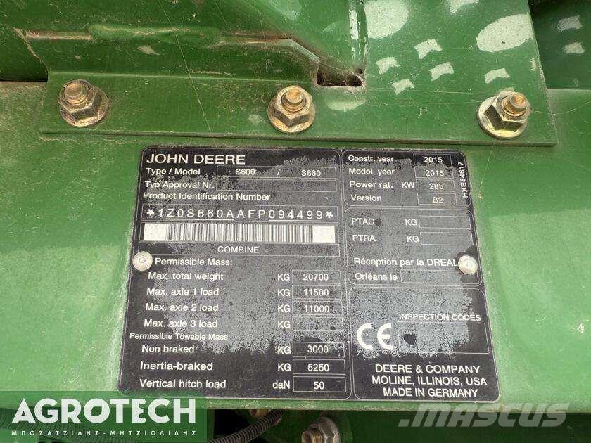 John Deere S660i Traktorok