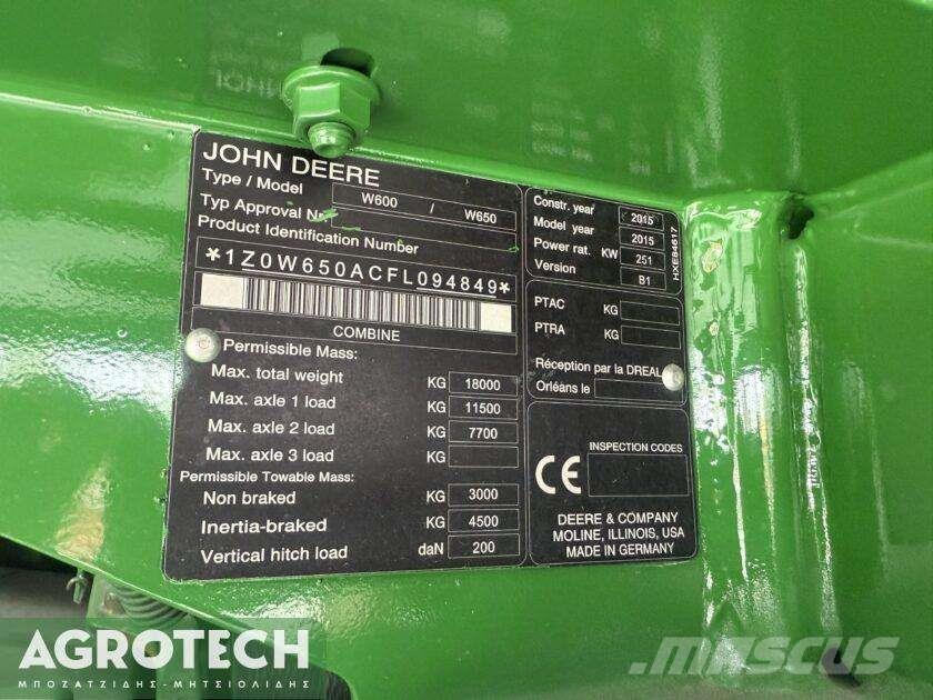John Deere W650 Traktorok
