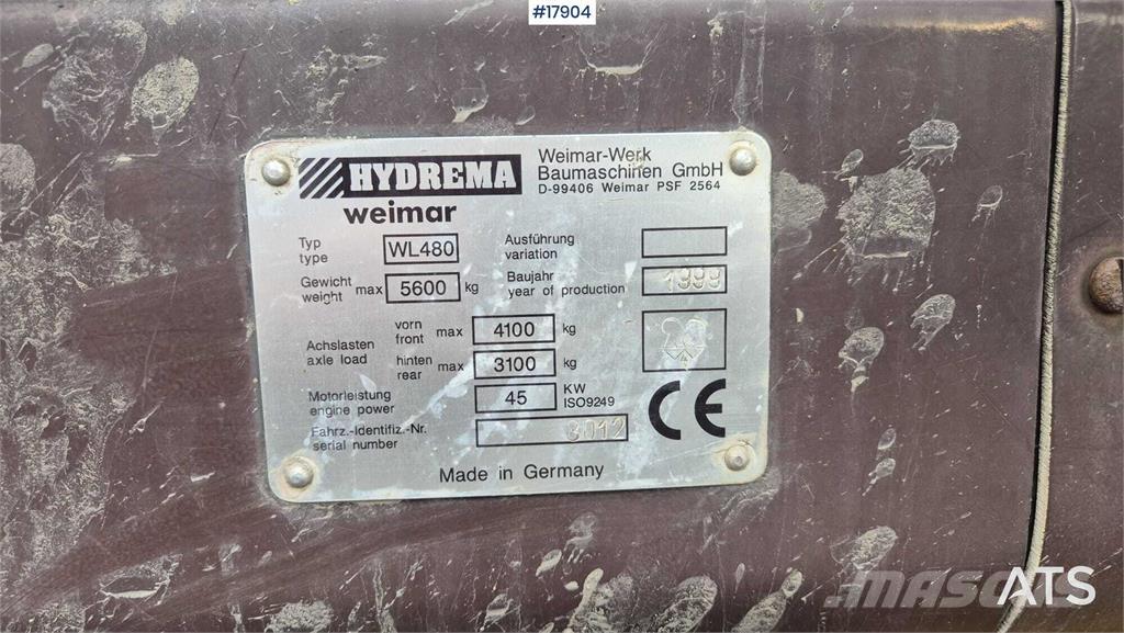 Hydrema WL 480 Gumikerekes homlokrakodók