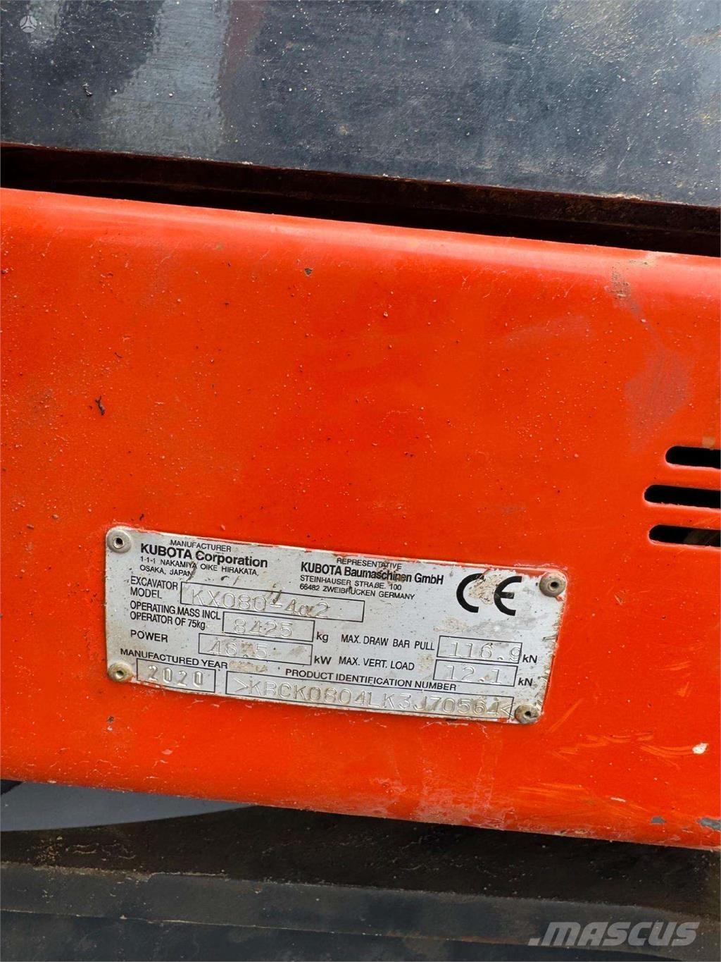 Kubota KX080-4a Lánctalpas kotrók