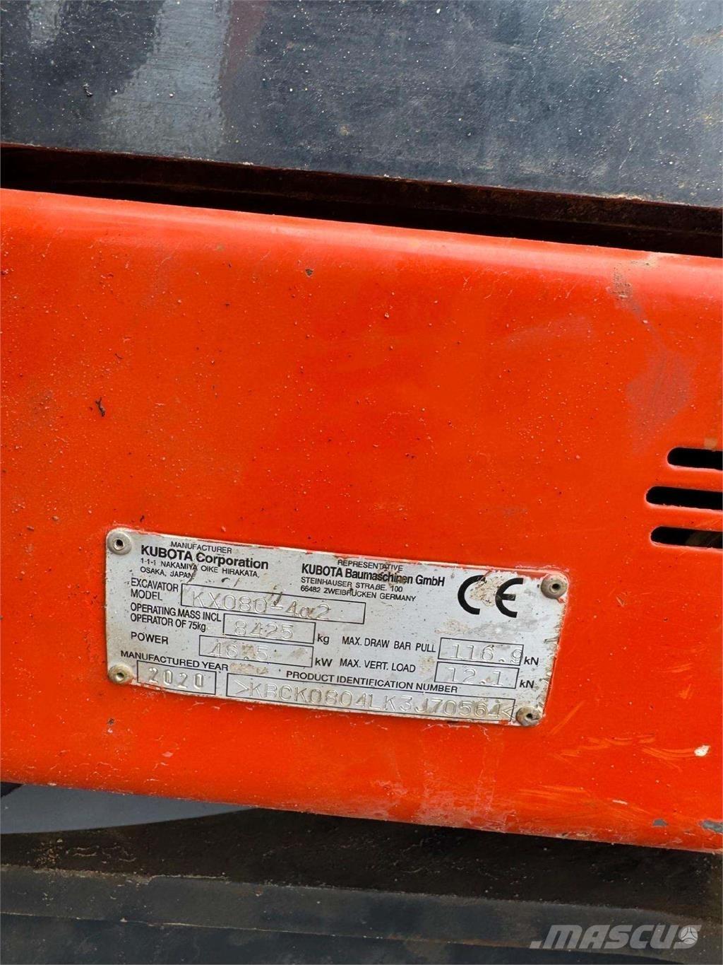 Kubota KX080-4a2 Lánctalpas kotrók