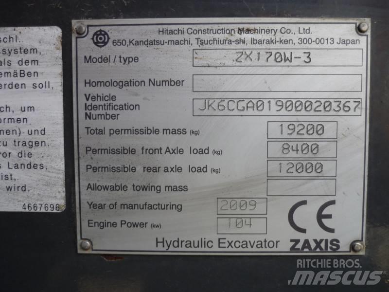 Hitachi ZX170W-3 Gumikerekes kotrók