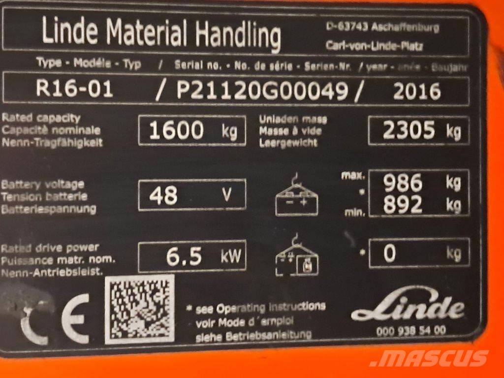 Linde R16-01 Tolóoszlopos targonca