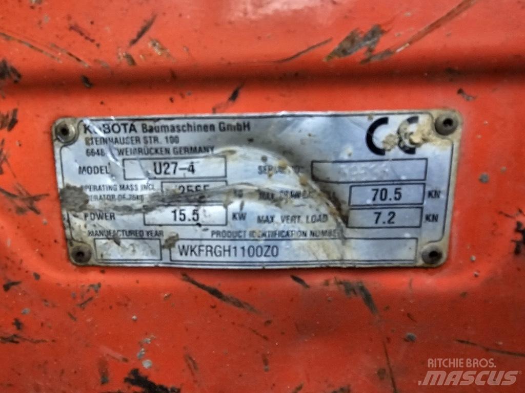 Kubota U 27-4 Mini kotrók < 7t
