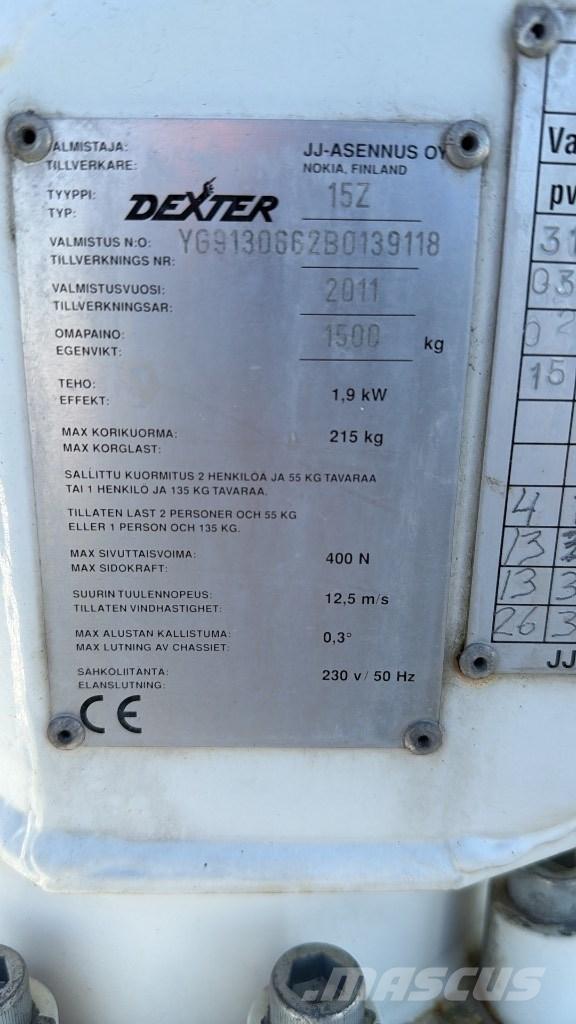 Dexter 15 Z Pótkocsira szerelt emelők és állványok