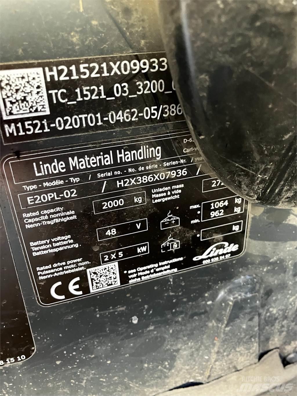 Linde E20PL Elektromos targoncák