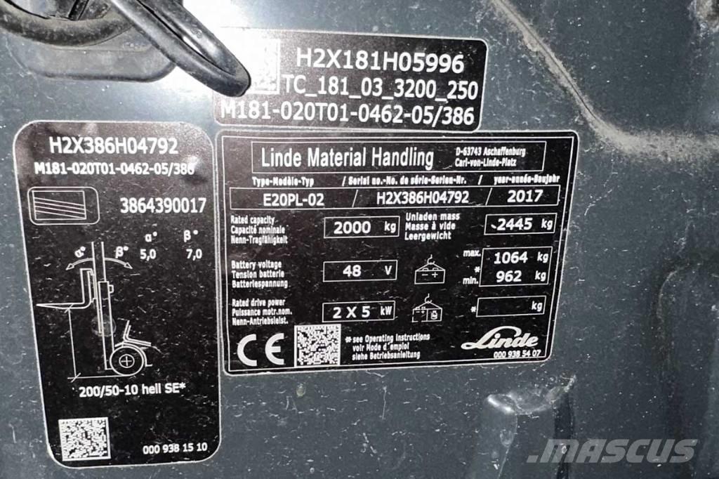 Linde E 20 PL Elektromos targoncák