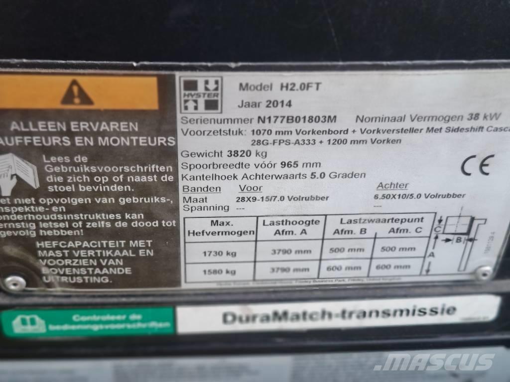 Hyster H 2.0 FT Gázüzemű targoncák