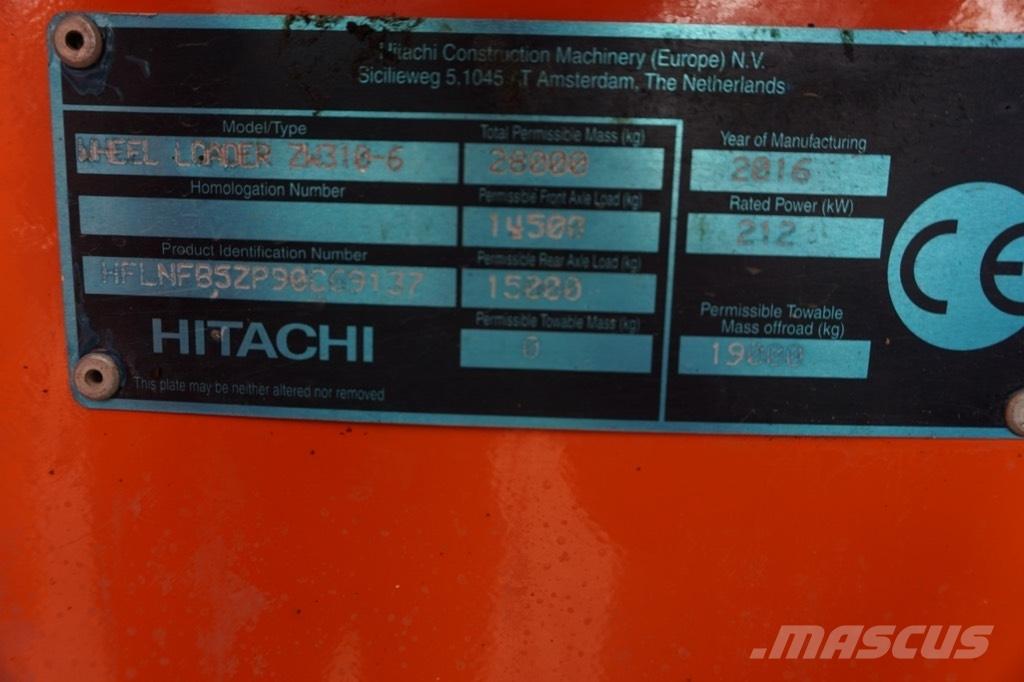 Hitachi ZW 310-6 Gumikerekes homlokrakodók