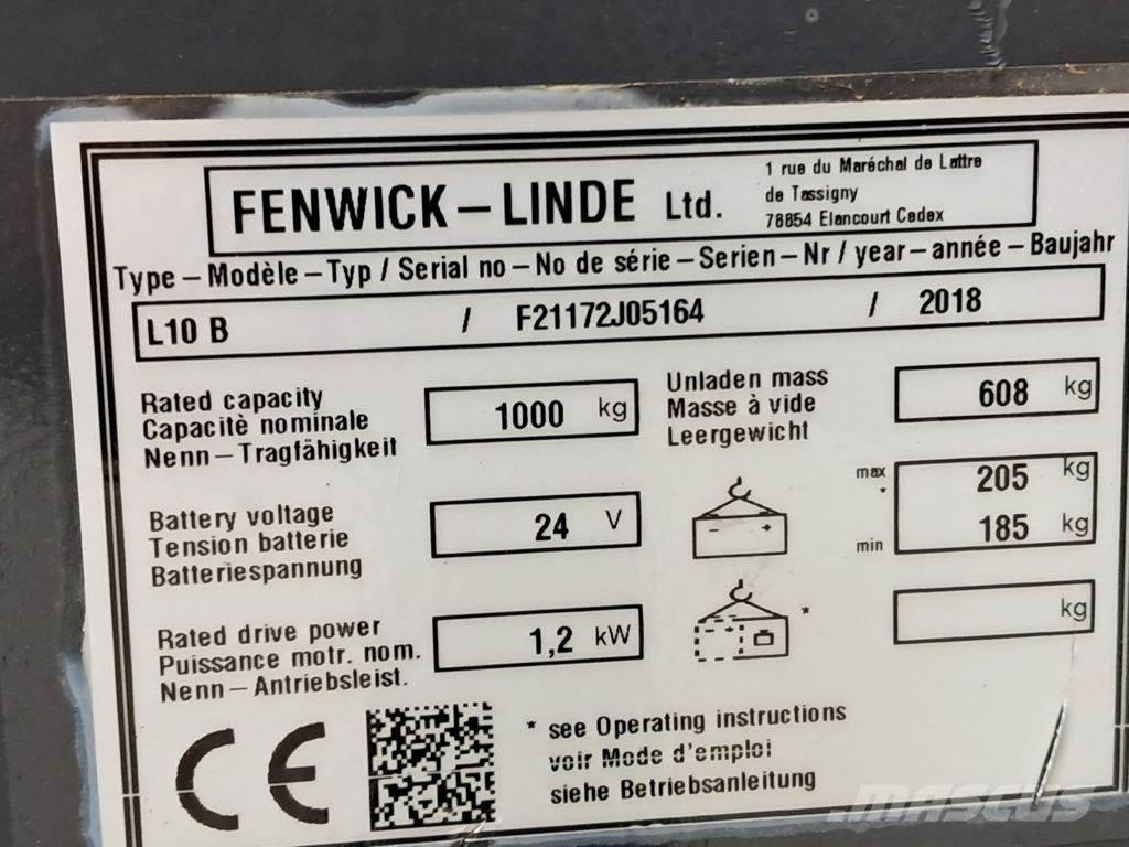 Linde L10B Gyalogkíséretű targonca