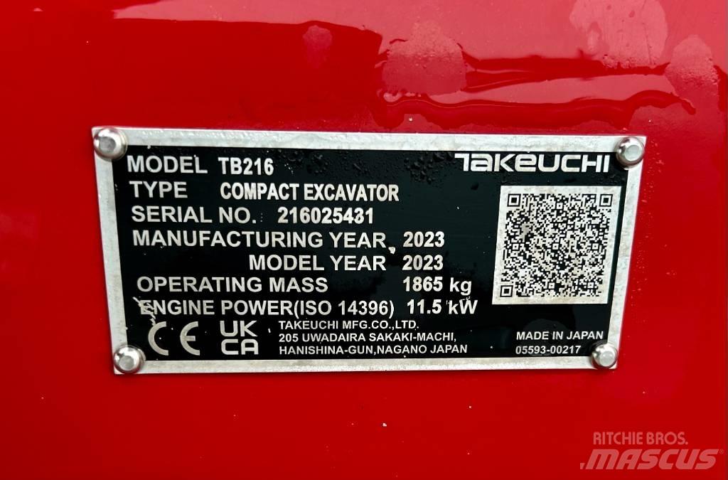 Takeuchi TB 216A V4 Mini kotrók < 7t