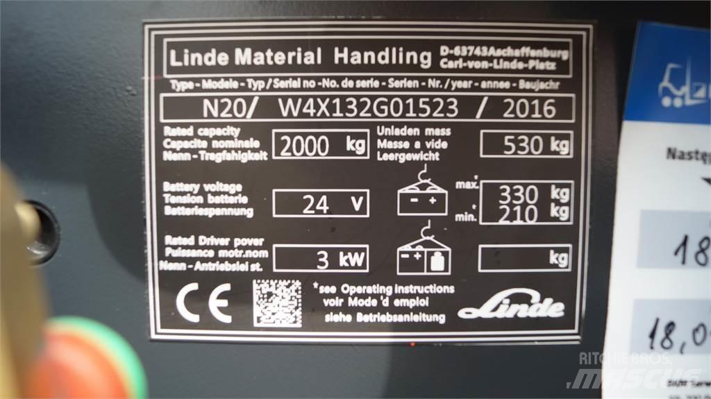 Linde N20 kurz Komissiózó alacsony emelésű targonca