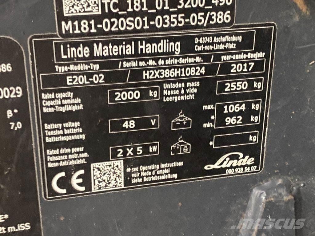 Linde E20L-02 Elektromos targoncák