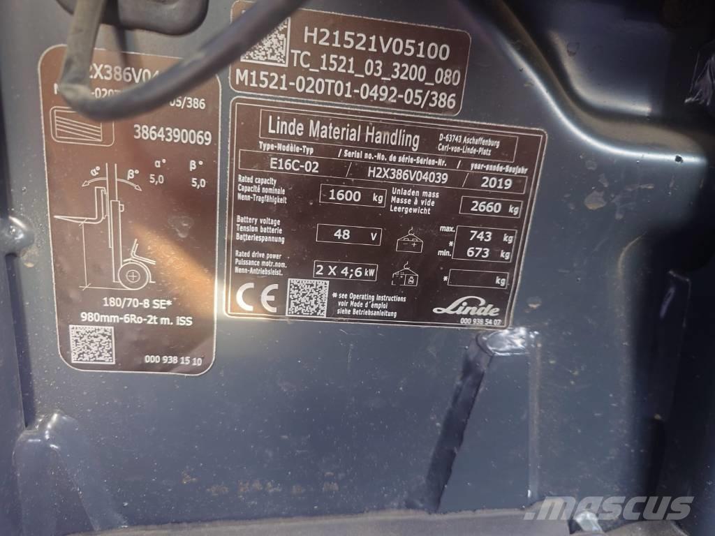 Linde E16C/386 Elektromos targoncák
