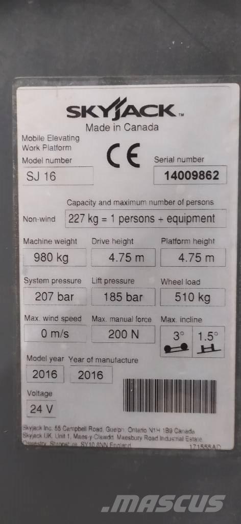 SkyJack SJ 16 Személyemelők