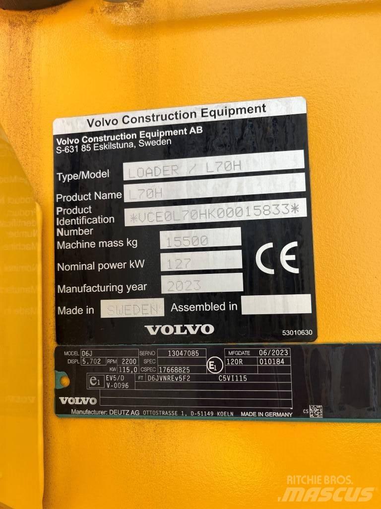 Volvo L70H Gumikerekes homlokrakodók