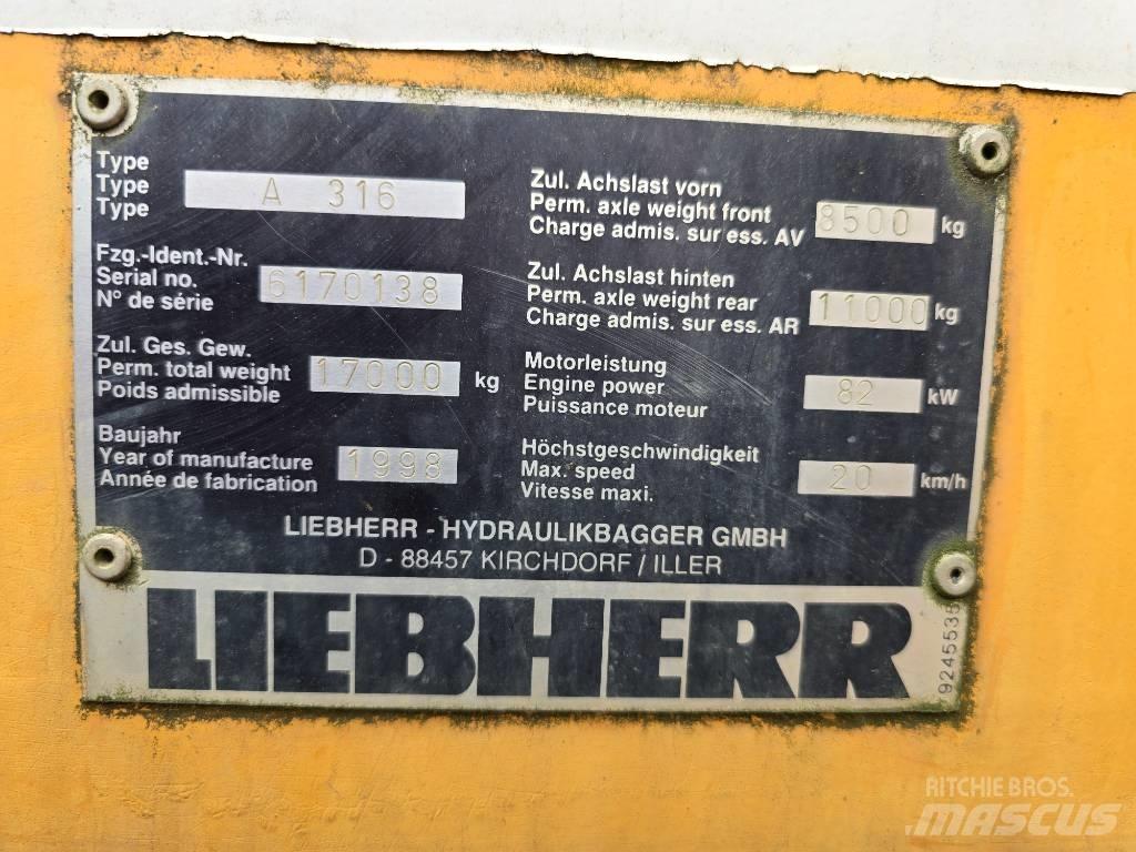 Liebherr A 316 Gumikerekes kotrók