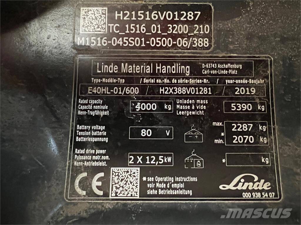 Linde E 40/600 HL Elektromos targoncák