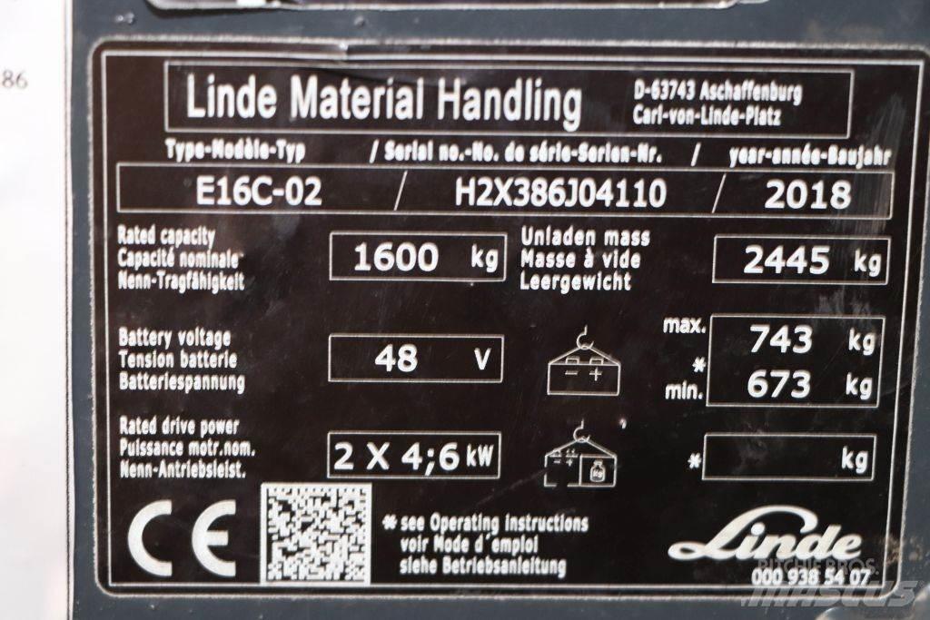 Linde E16C-02 Elektromos targoncák