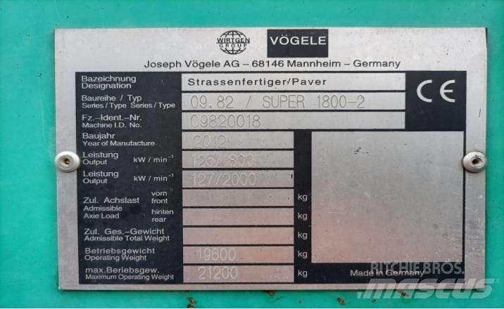 Vögele SUPER1800-2 Aszfalt terítõ gépek