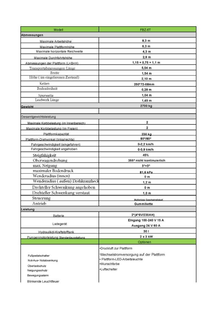 Fronteq FBZ-6T Egyéb felvonók és állványok
