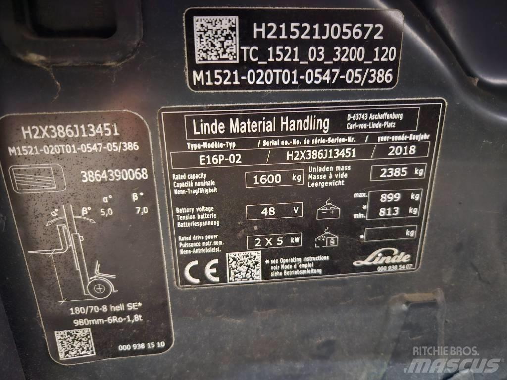 Linde E16P Elektromos targoncák