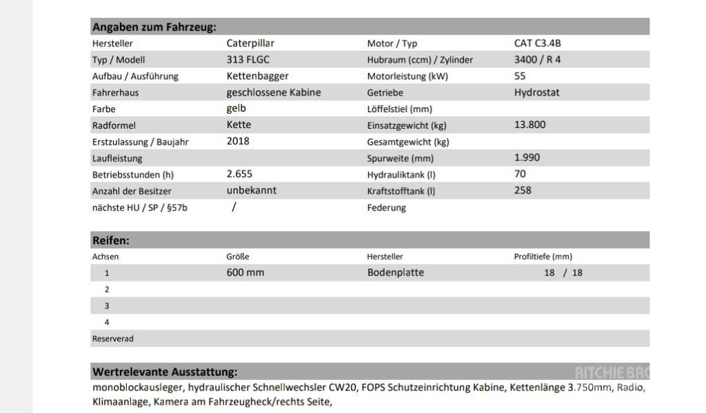CAT 313 F LGC Lánctalpas kotrók