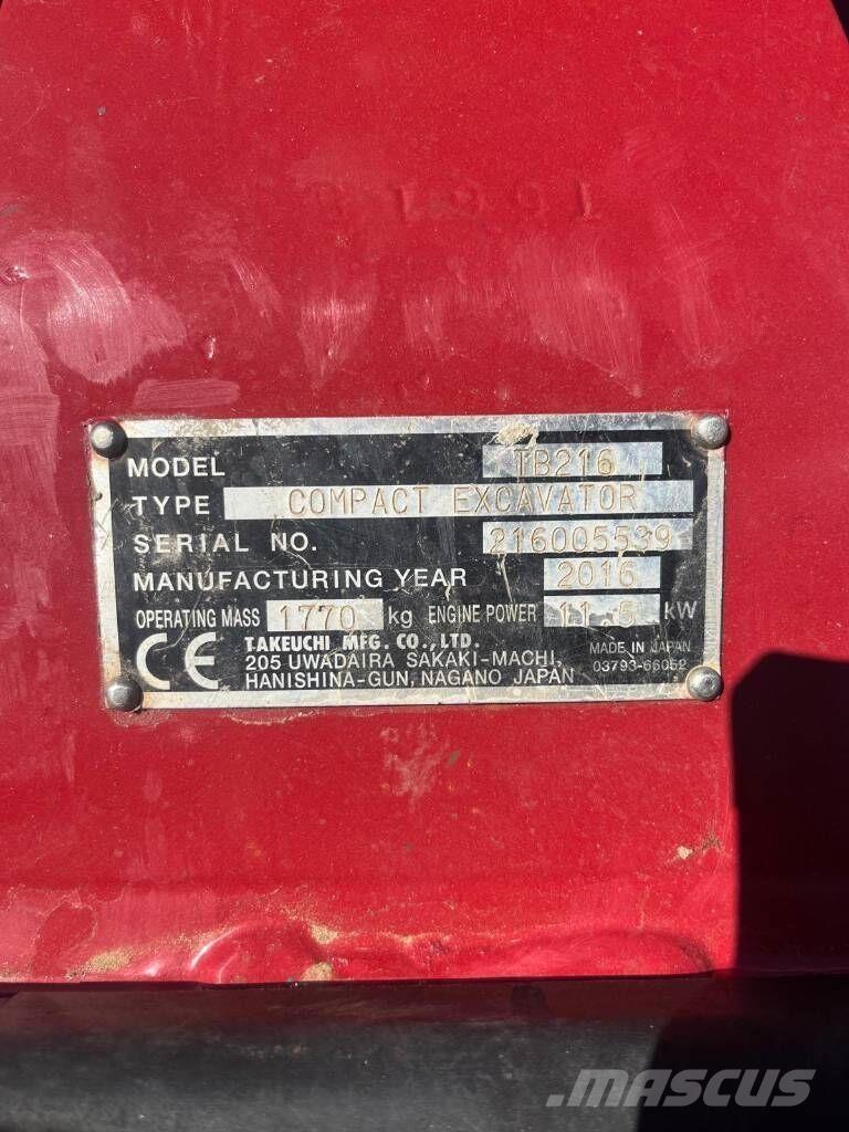 Takeuchi TB216 Mini kotrók < 7t
