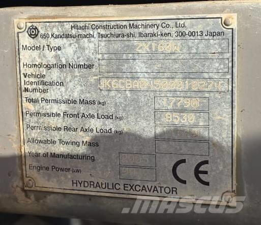 Hitachi ZX 160 W Gumikerekes kotrók