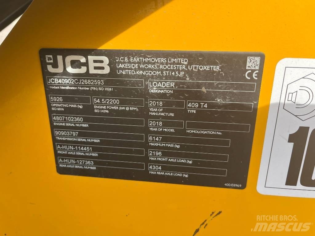 JCB 409 T4 Gumikerekes homlokrakodók