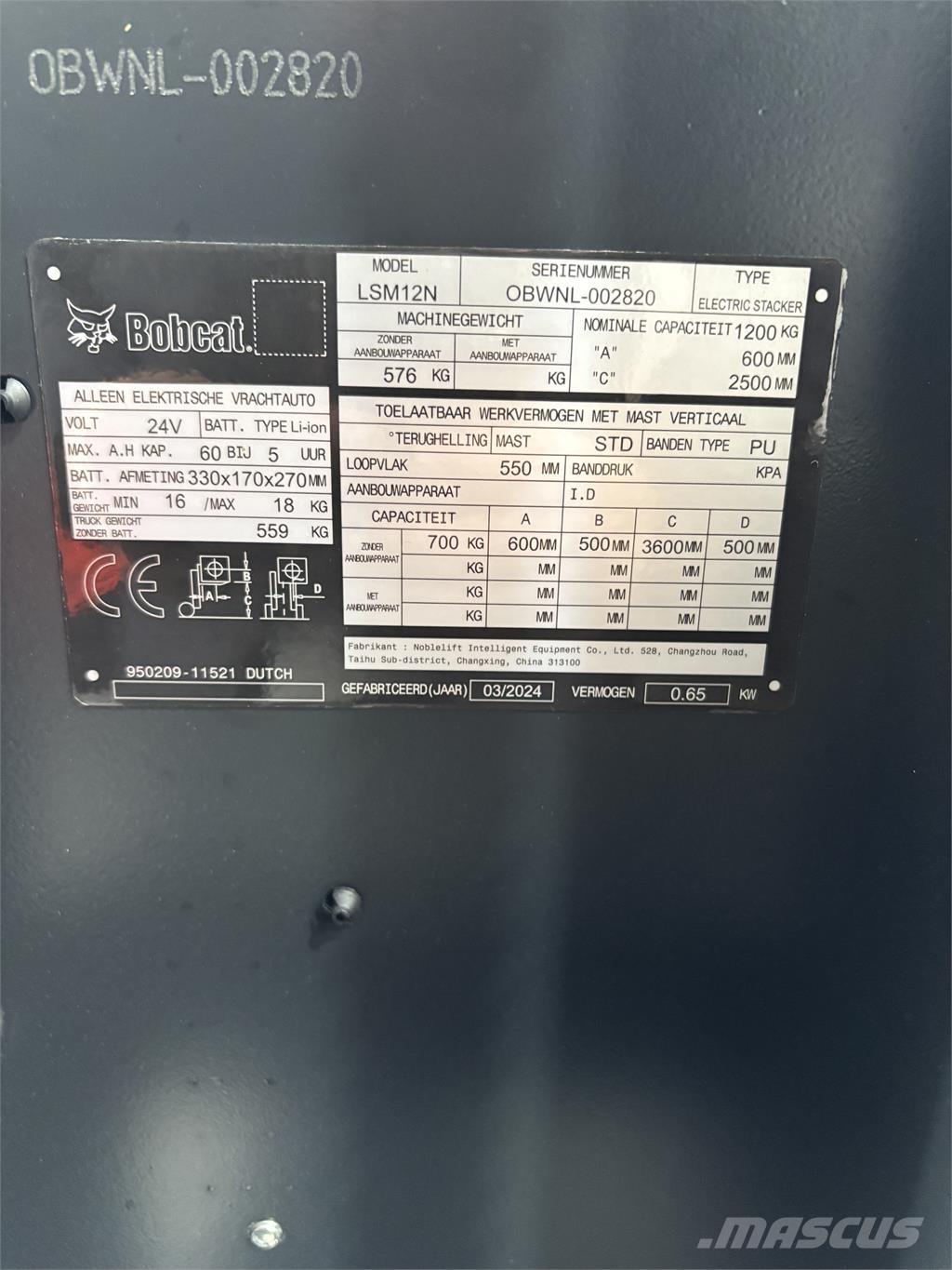 Bobcat LSM12N Elektromos gyalogkíséretű targoncák