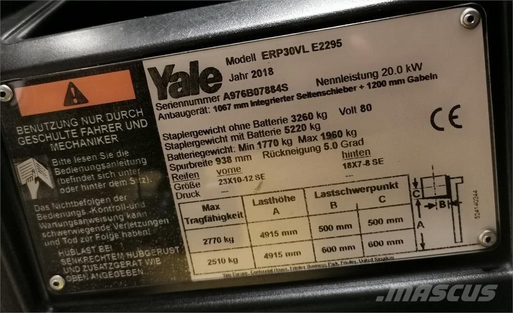 Yale ERP30VL Elektromos targoncák