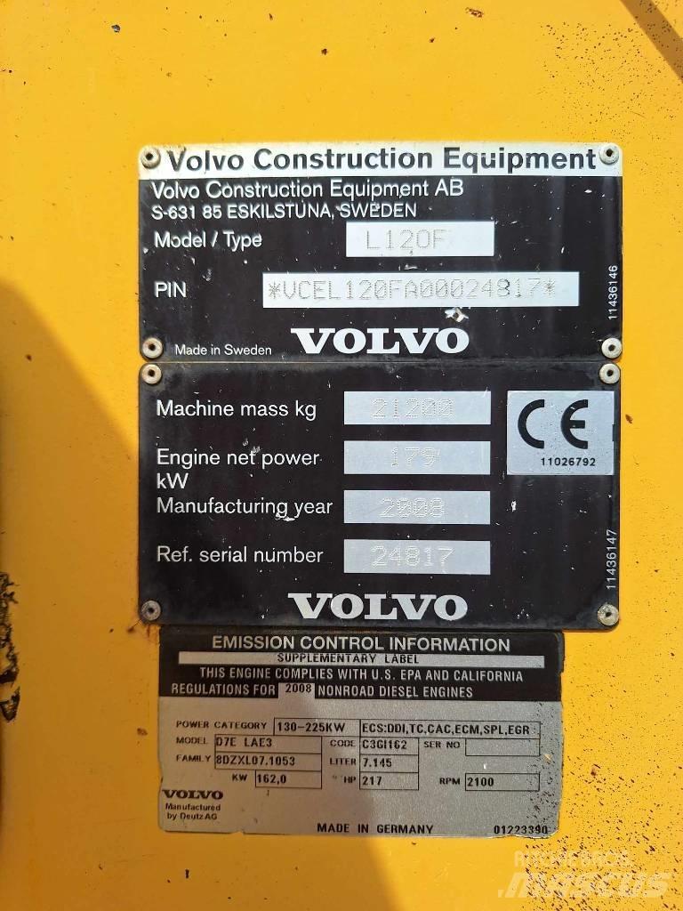 Volvo L 120 F Gumikerekes homlokrakodók