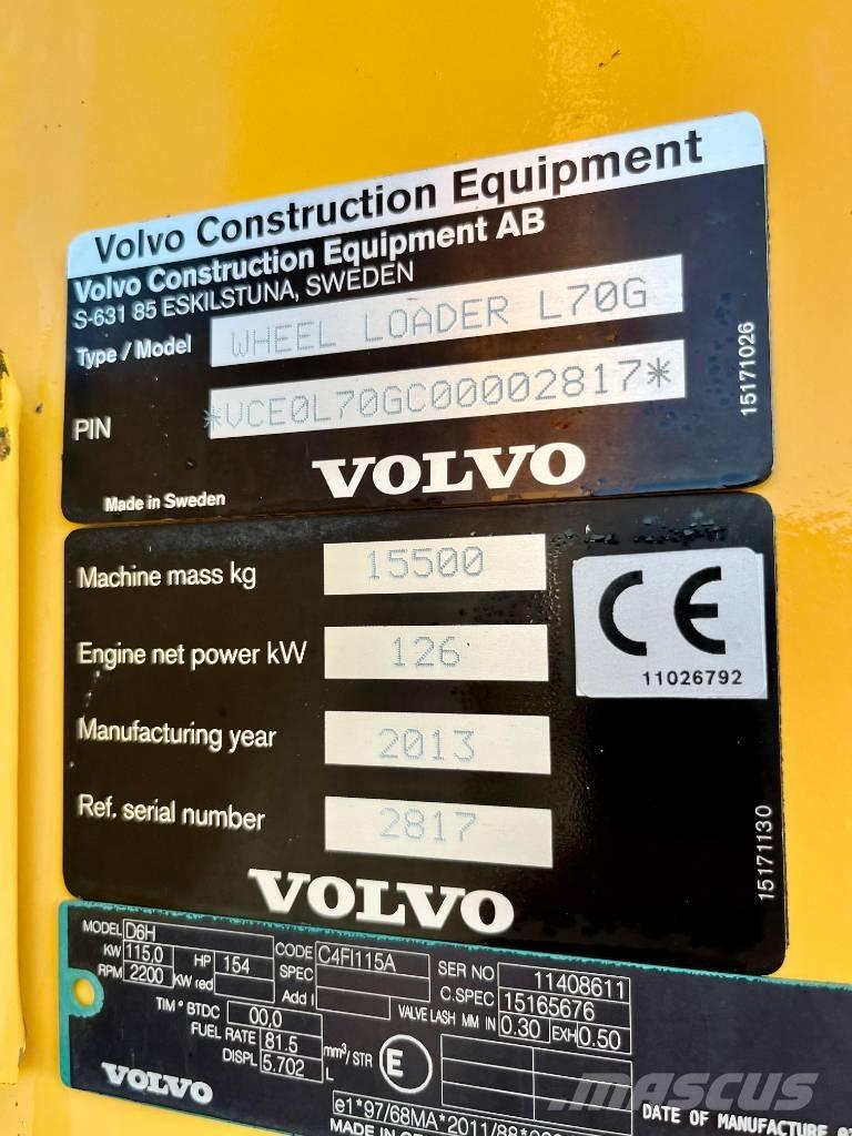 Volvo L 70 G Gumikerekes homlokrakodók