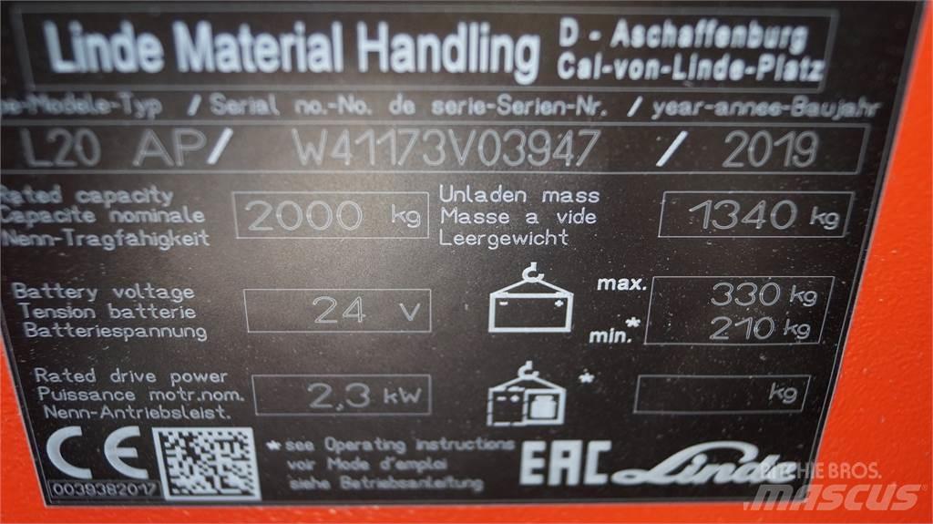 Linde L20APi Gyalogkíséretű targonca