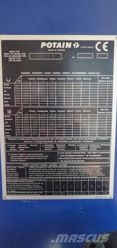 Potain MD265 Torony daruk