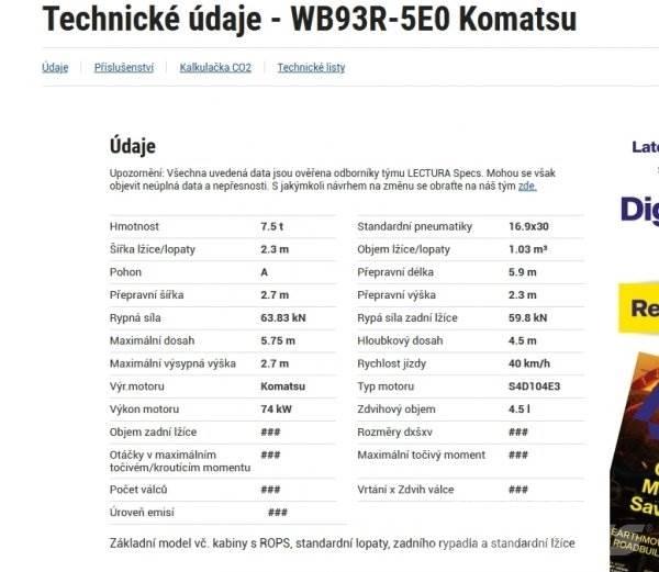 Komatsu WB 93 R Kotrórakodók