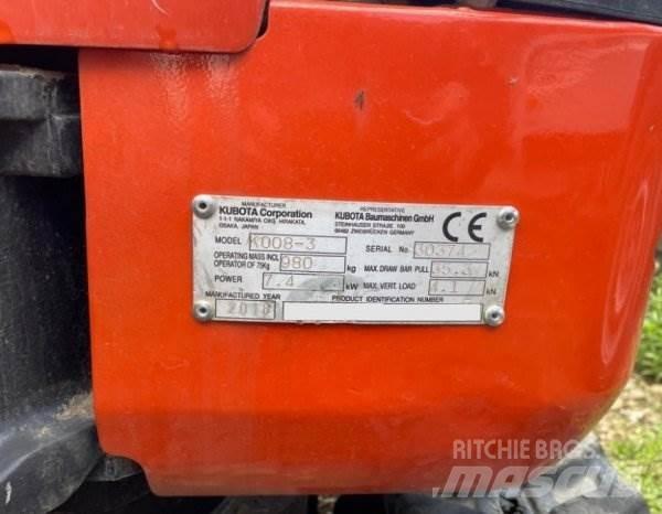Kubota K008-3 Mini kotrók < 7t