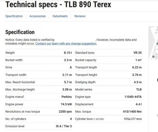 Terex TLB 890 Kotrórakodók
