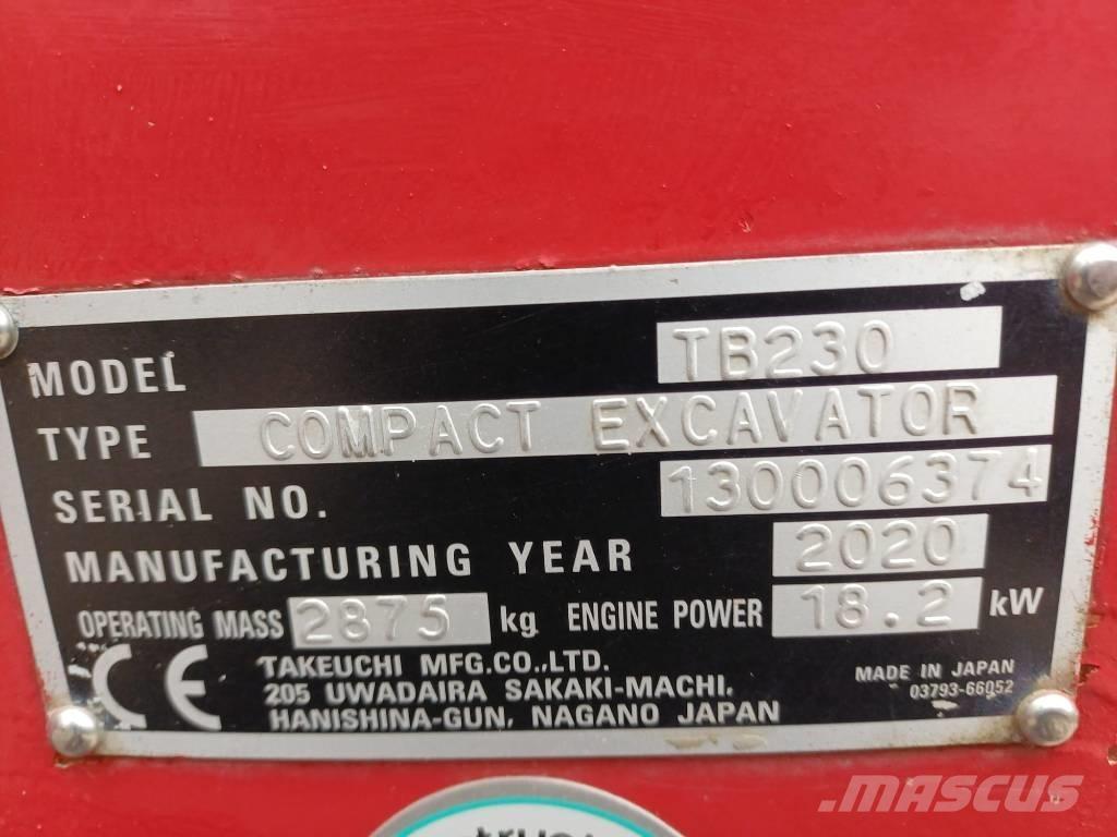Takeuchi TB 230 Mini kotrók < 7t