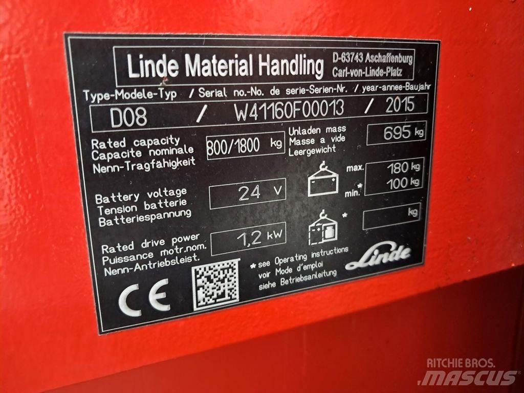 Linde D08 Gyalogkíséretű targonca