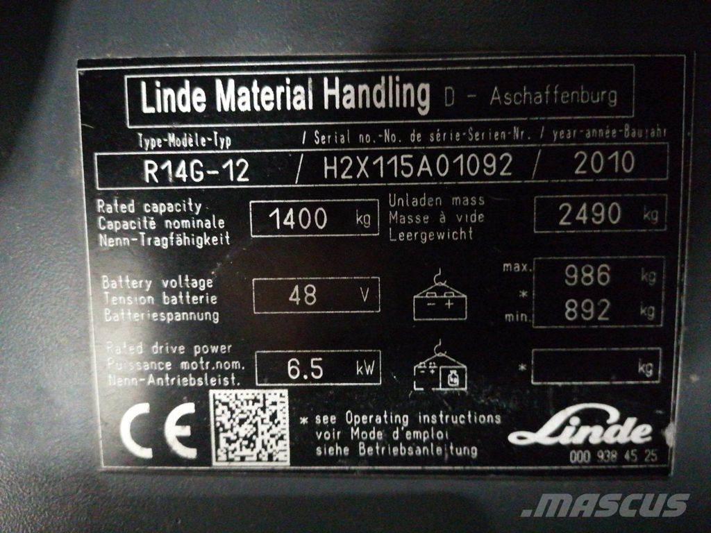 Linde R14G-12 Tolóoszlopos targonca