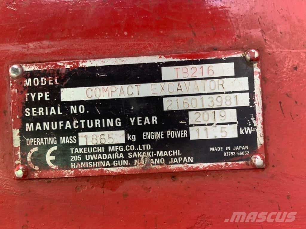 Takeuchi TB 216 Mini kotrók < 7t