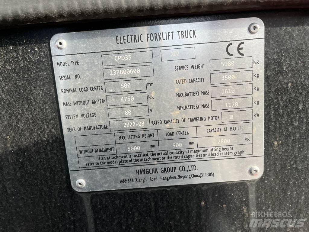 Hangcha CPD35-XD2 Elektromos targoncák