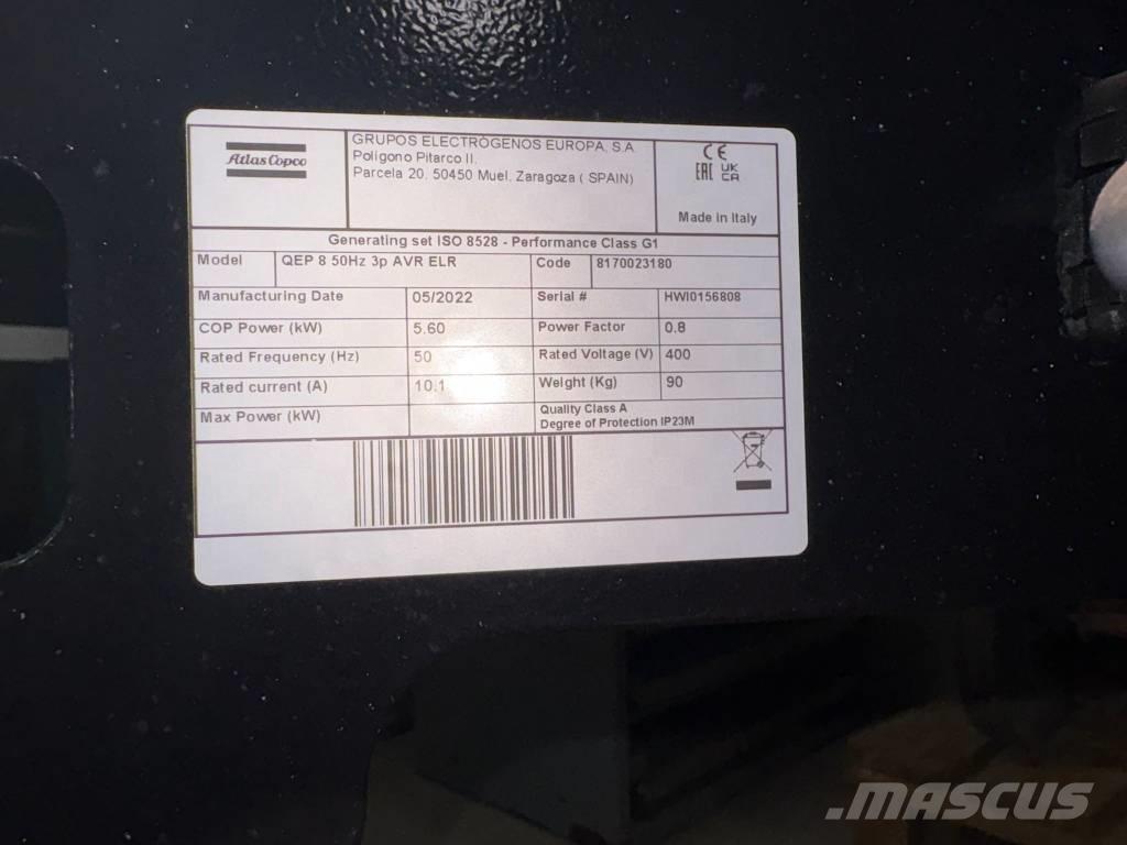 Atlas Copco QEP 8 Benzin Áramfejlesztők