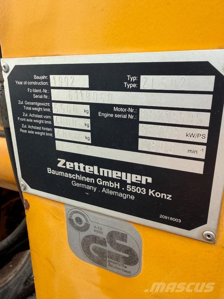 Zettelmeyer ZL 502 Gumikerekes homlokrakodók