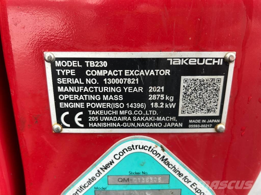 Takeuchi TB 230 V3 Mini kotrók < 7t