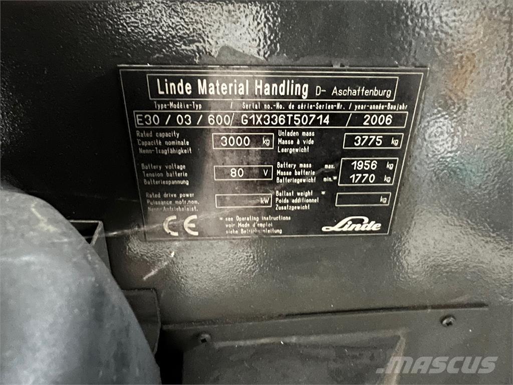Linde E30 / 03 / 600 Elektromos targoncák